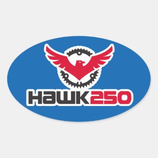 Hawk 250 Logo Blue Background Oval Sticker