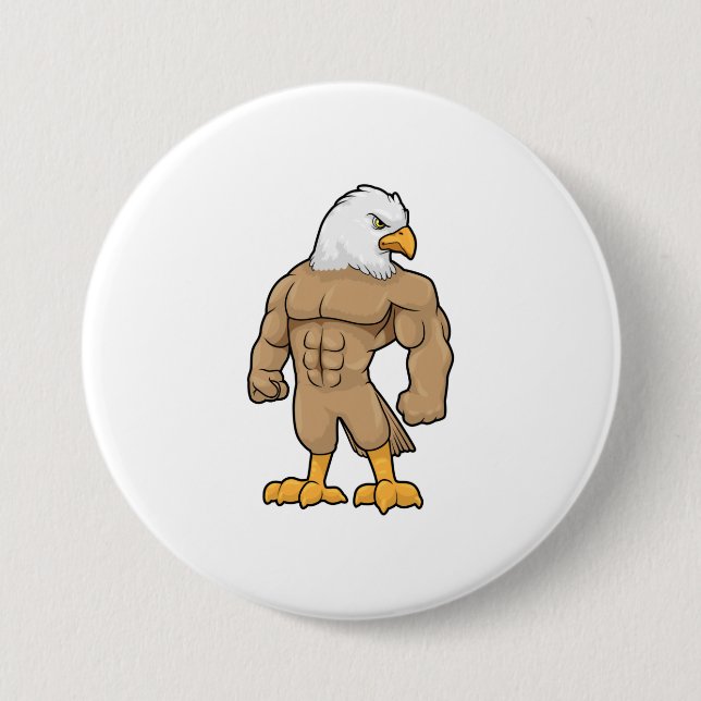 Hawk as Bodybuilder with Six pack Button (Front)