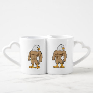 Hawk as Bodybuilder with Six pack Coffee Mug Set