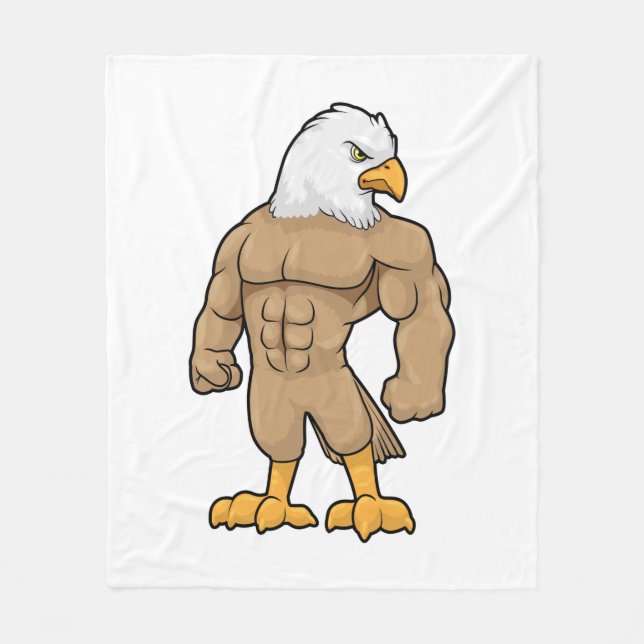 Hawk as Bodybuilder with Six pack Fleece Blanket (Front)
