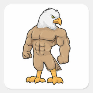 Hawk as Bodybuilder with Six pack Square Sticker