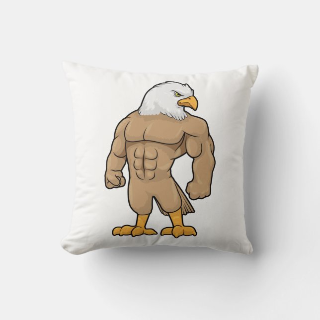 Hawk as Bodybuilder with Six pack Throw Pillow (Front)