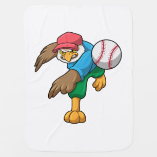 Hawk at Baseball with Baseball bat Baby Blanket