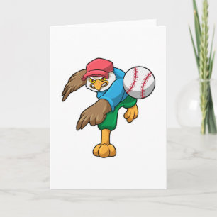 Hawk at Baseball with Baseball bat Card