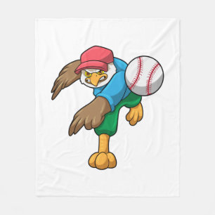 Hawk at Baseball with Baseball bat Fleece Blanket