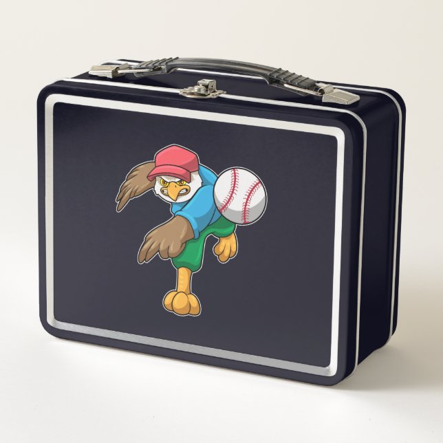 Hawk at Baseball with Baseball bat Metal Lunch Box (Front)