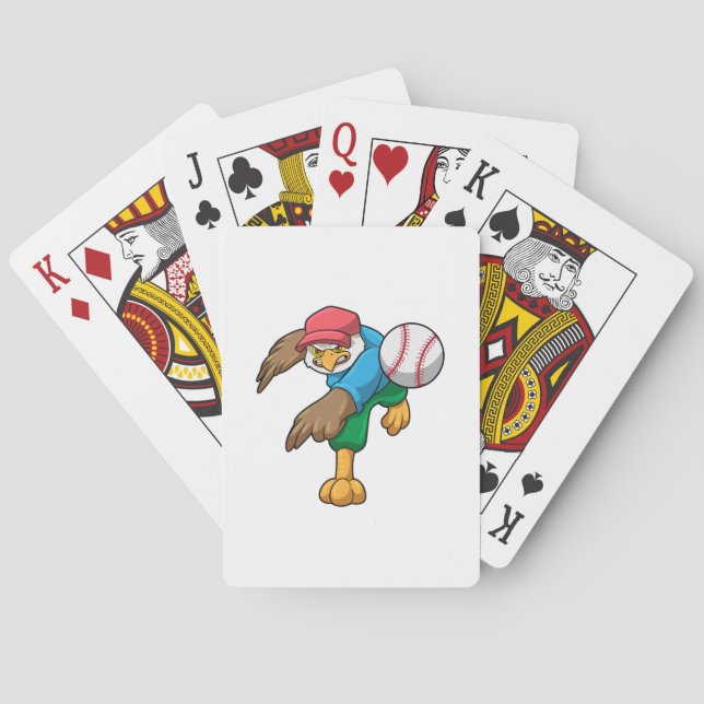 Hawk at Baseball with Baseball bat Poker Cards (Back)