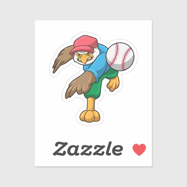 Hawk at Baseball with Baseball bat Sticker (Sheet)
