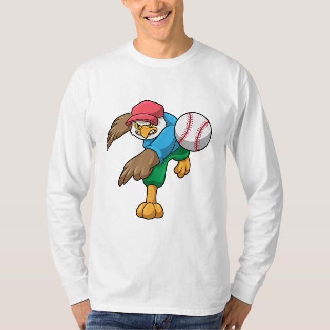 Hawk at Baseball with Baseball bat T-Shirt (Front)