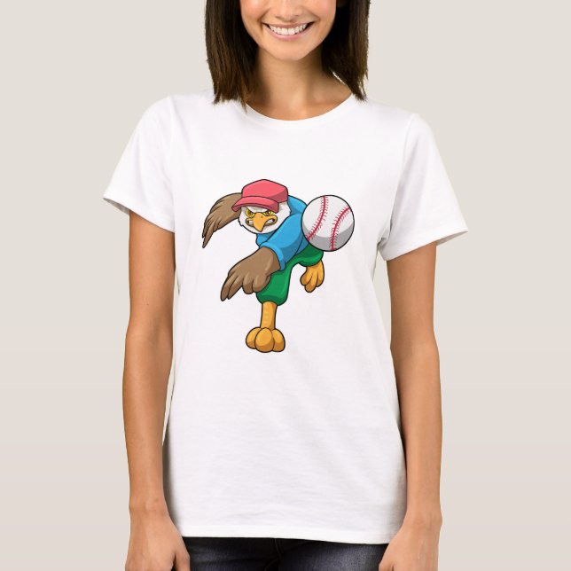 Hawk at Baseball with Baseball bat T-Shirt (Front)