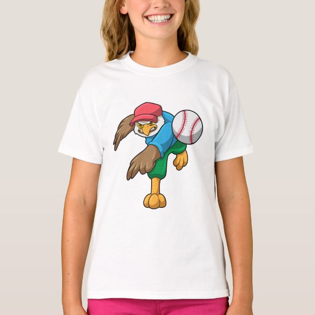 Hawk at Baseball with Baseball bat T-Shirt (Front)