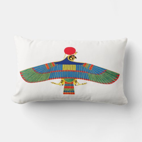 Hawk emblem Ra egypt ancient pharaoh pyramid god h Lumbar Pillow
