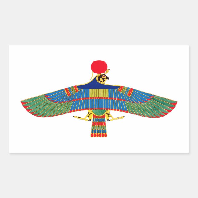 Hawk emblem Ra egypt ancient pharaoh pyramid god h Rectangular Sticker (Front)