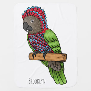 Hawk headed parrot bird cartoon illustration baby blanket