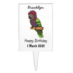 Hawk headed parrot bird cartoon illustration cake topper