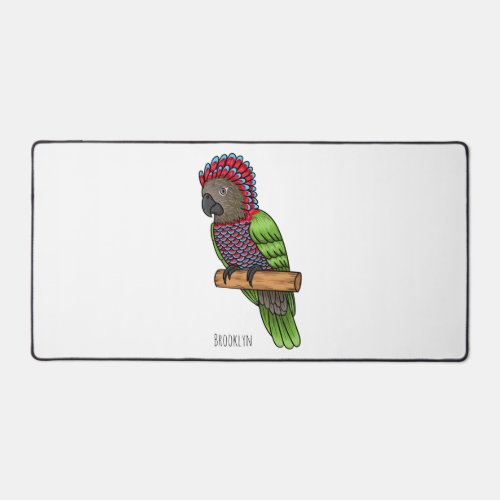 Hawk headed parrot bird cartoon illustration  desk mat