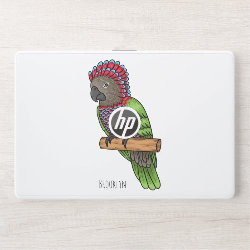 Hawk headed parrot bird cartoon illustration  HP laptop skin