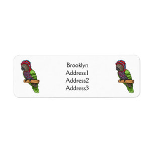 Hawk headed parrot bird cartoon illustration label