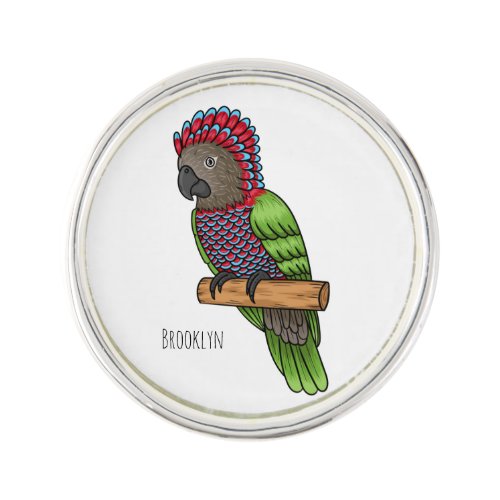 Hawk headed parrot bird cartoon illustration  lapel pin