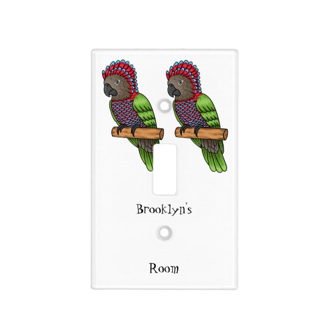 Hawk headed parrot bird cartoon illustration light switch cover (Front)