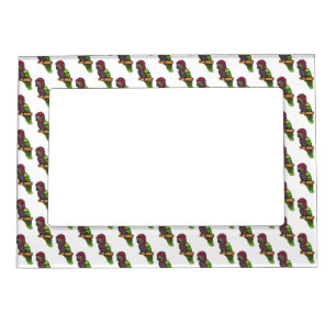 Hawk headed parrot bird cartoon illustration magnetic frame