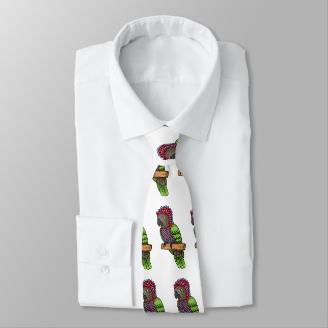 Hawk headed parrot bird cartoon illustration  neck tie (Tied)