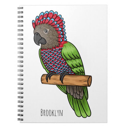Hawk headed parrot bird cartoon illustration notebook