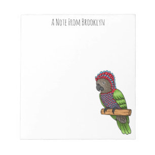 Hawk headed parrot bird cartoon illustration notepad