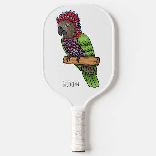 Hawk headed parrot bird cartoon illustration pickleball paddle