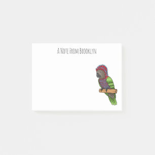 Hawk headed parrot bird cartoon illustration post-it notes