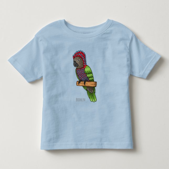 Hawk headed parrot bird cartoon illustration toddler t-shirt (Front)