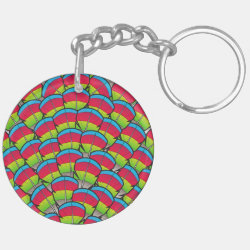 Hawk-headed Parrot Feathers Circle Keychain (double-sided)