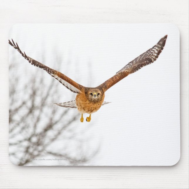 Hawk In Flight Mouse Pad (Front)