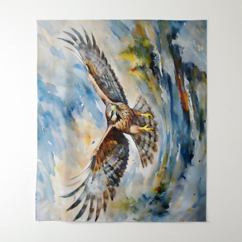 Hawk in Flight Tapestry
