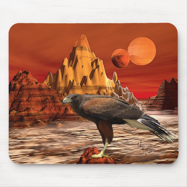 Hawk in Red Mountains Mousepad (Front)