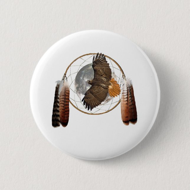 Hawk Moon Pinback Button (Front)