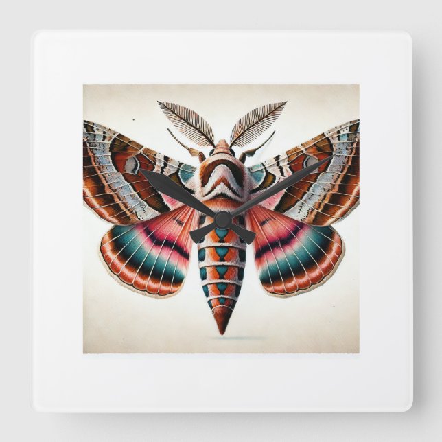 Hawk Moth 260824IREF237 - Watercolor Square Wall Clock (Front)