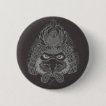 hawk Samurai Pinback Button もう一つの日本アート hawk falcon samurai japan auspicious symbol 鷹 武士 侍 日本 強さ シンボル strength toughness power 象徴 マーク vigour honor