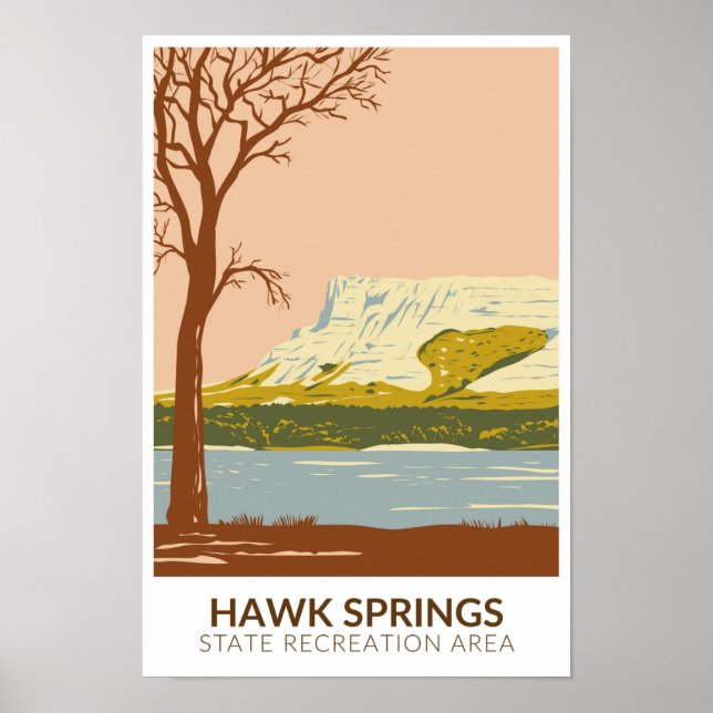 Hawk Springs State Recreation Area Wyoming Vintage Poster (Front)