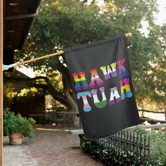 Hawk Tuah Funny LGBTQ Rainbow Flag Ally Trans (In SItu)