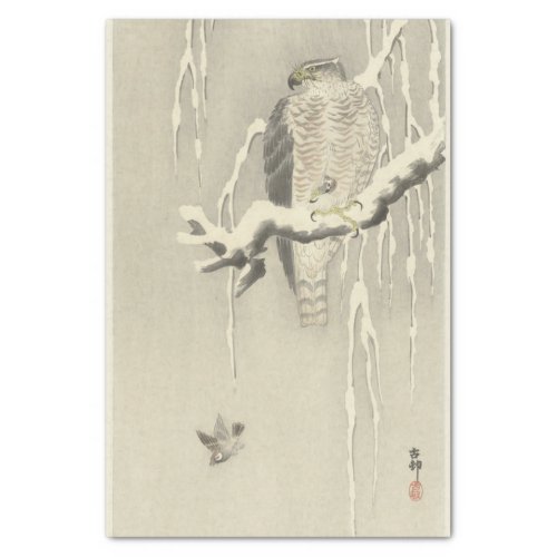 Hawk With Captive Tree Sparrow by Ohara Koson Tissue Paper