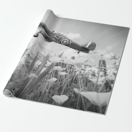 Hawker Hurricane flying over poppies in spring Can Wrapping Paper