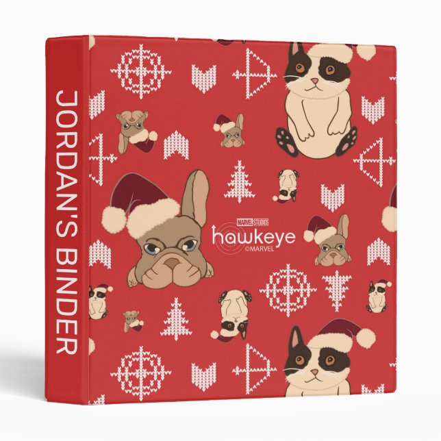 Hawkeye Cat & Dog Winter Holiday Pattern 3 Ring Binder (Front/Spine)