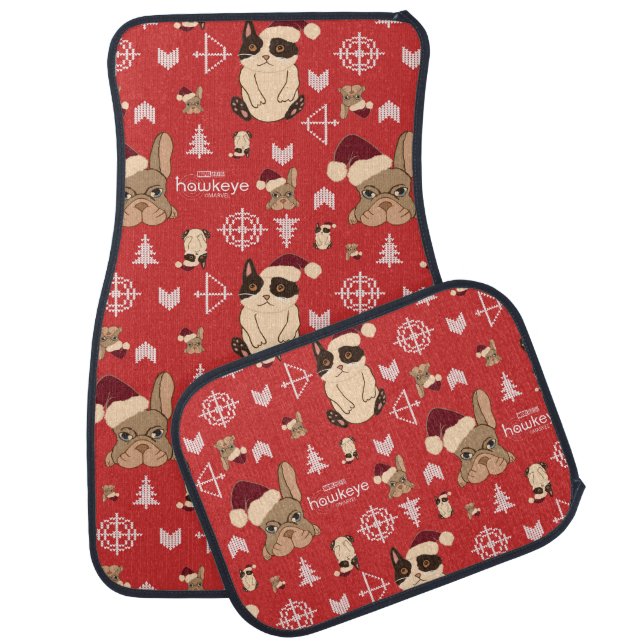 Hawkeye Cat & Dog Winter Holiday Pattern Car Floor Mat (Set)