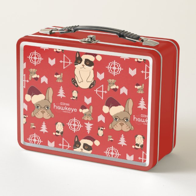 Hawkeye Cat & Dog Winter Holiday Pattern Metal Lunch Box (Front)
