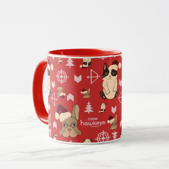 Hawkeye Cat & Dog Winter Holiday Pattern Mug (Front Left)