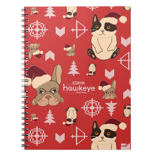 Hawkeye Cat & Dog Winter Holiday Pattern Notebook (Front)