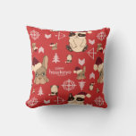 Hawkeye Cat &amp; Dog Winter Holiday Pattern Throw Pillow