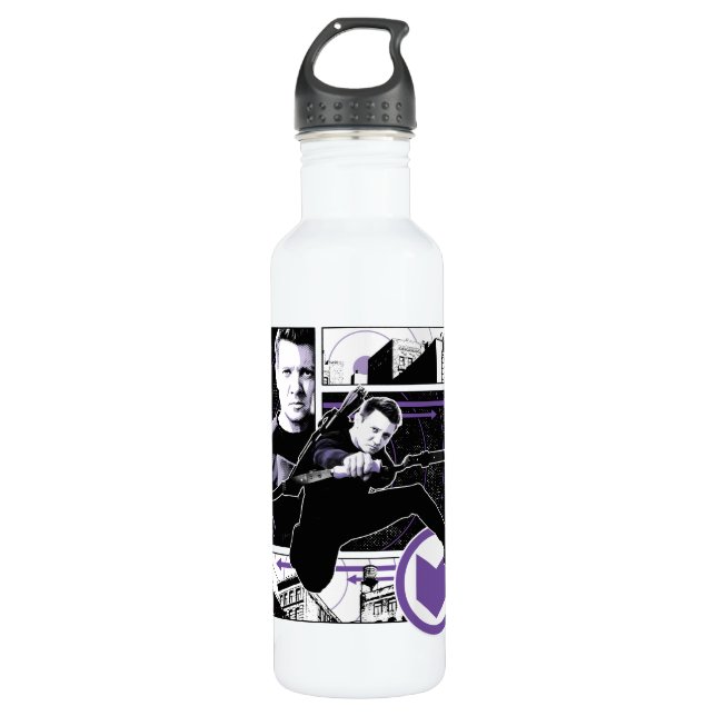 Hawkeye City Graphic Panels Stainless Steel Water Bottle (Front)