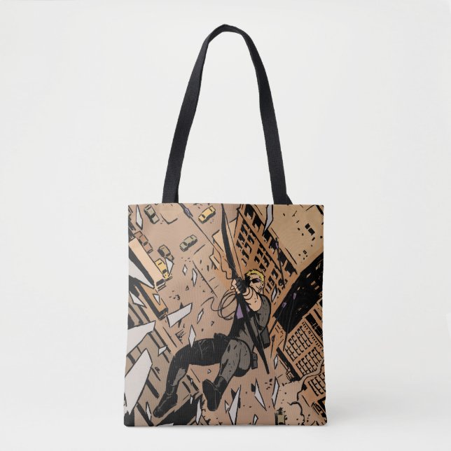 Hawkeye Falling From Window Tote Bag (Front)